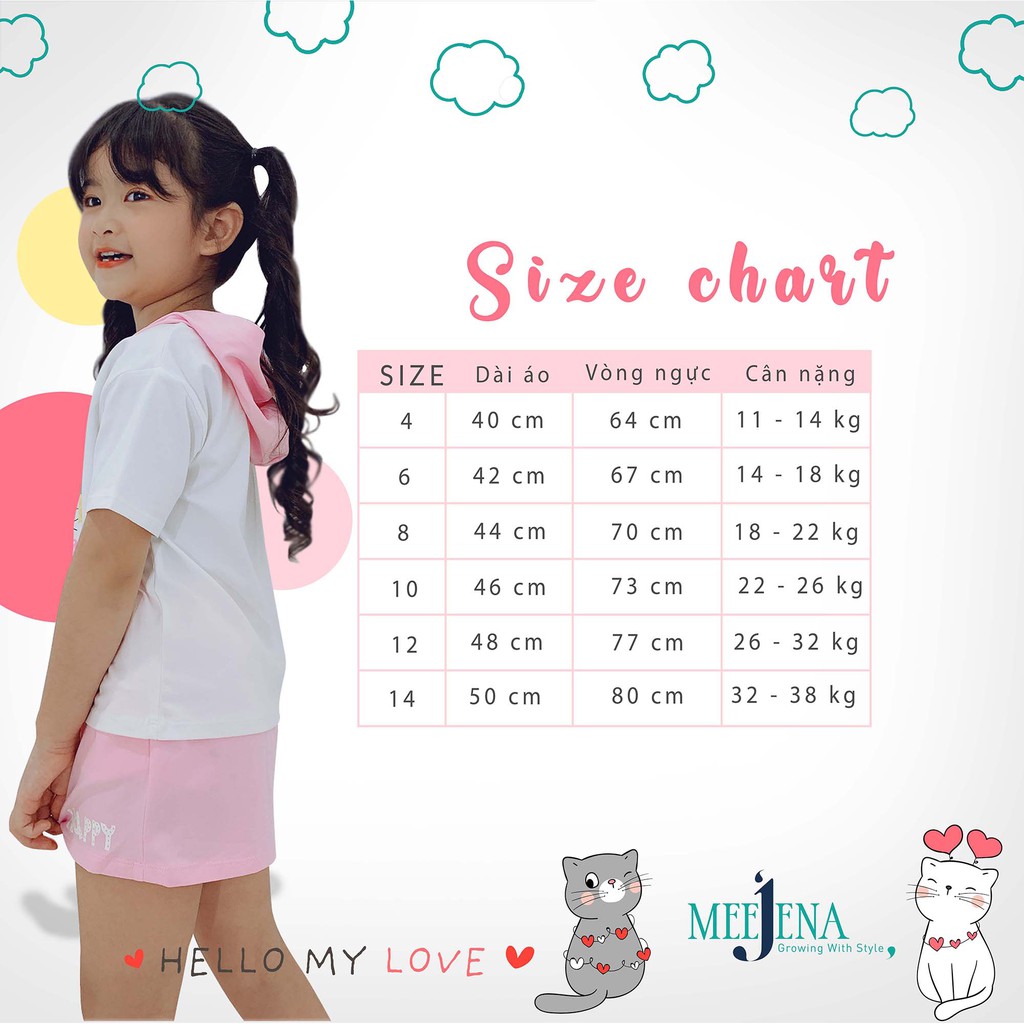 Bộ Thun Bé Gái Áo Tay ngắn có Nón Vải - 1257