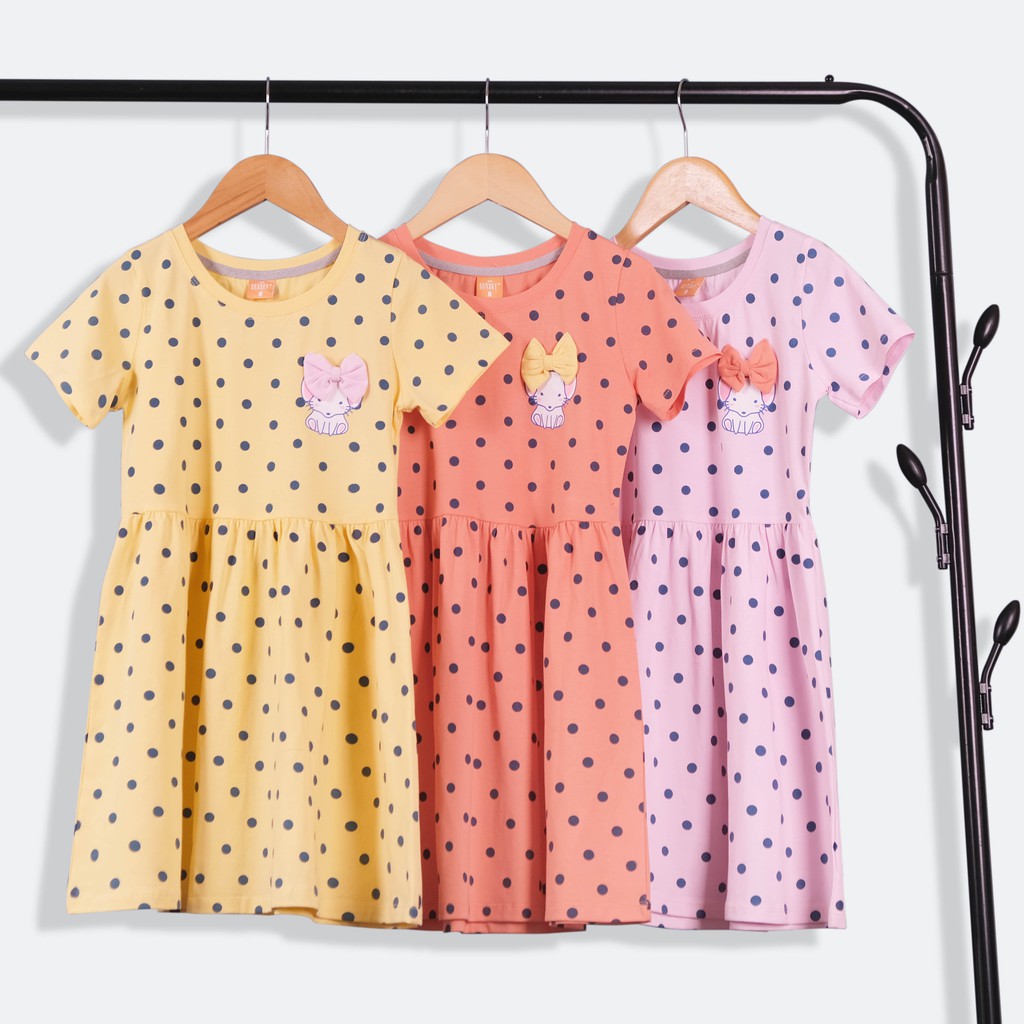 Váy Cho Bé Gái In Chấm Bi Vải 100% COTTON 4C -1466 Váy Cho Bé Gái In Chấm Bi Vải 100% COTTON 4C -1466