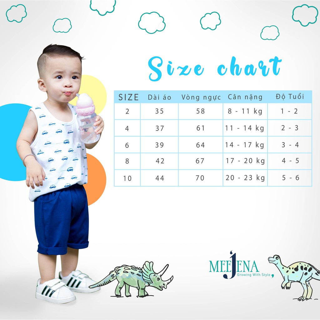 Bộ Short Thun Bé Trai sát nách- 100% COTTON 4C - 405